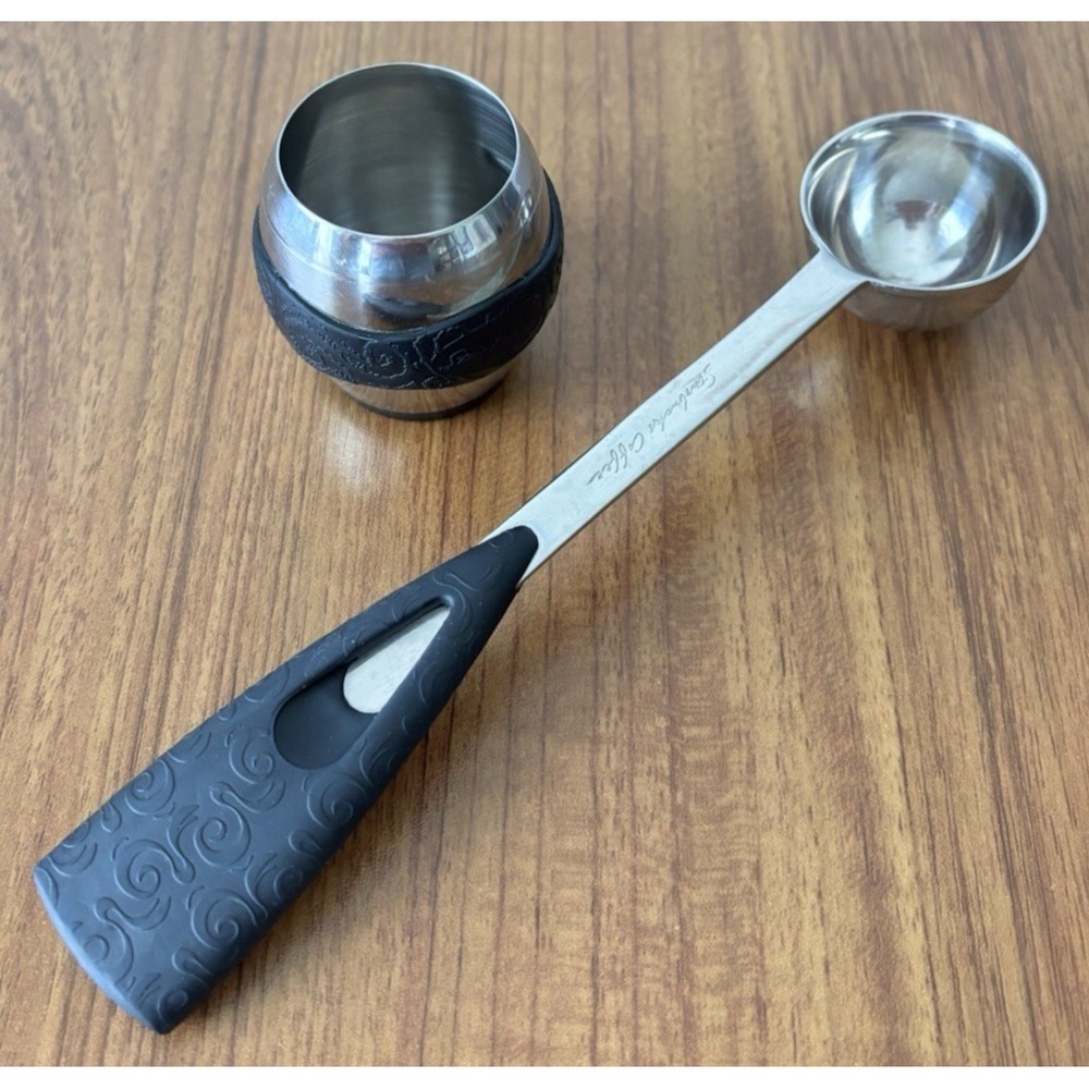 LOT Starbucks Stainless Steel Espresso Shot Glass Rubber Grip AND 2 TBSP Scoop